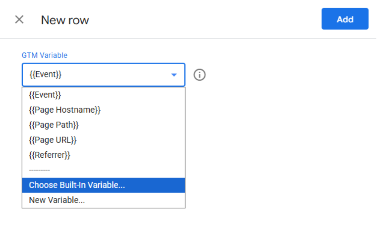 built in variable gtm